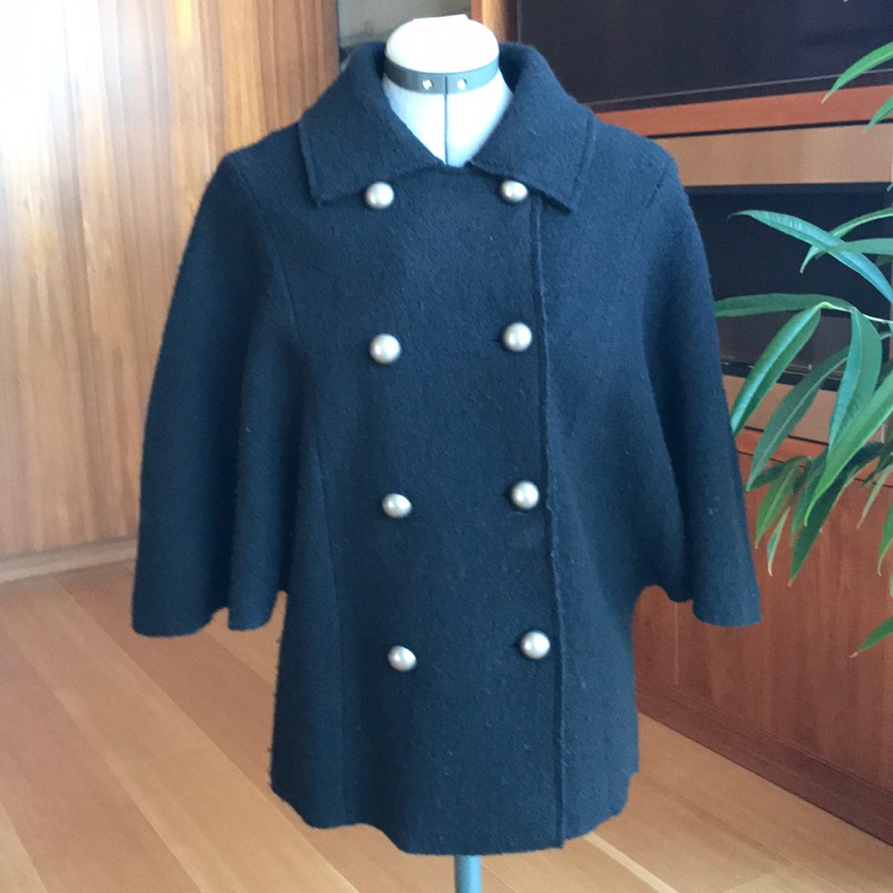 Carole Little 100% wool double breasted cape jacket